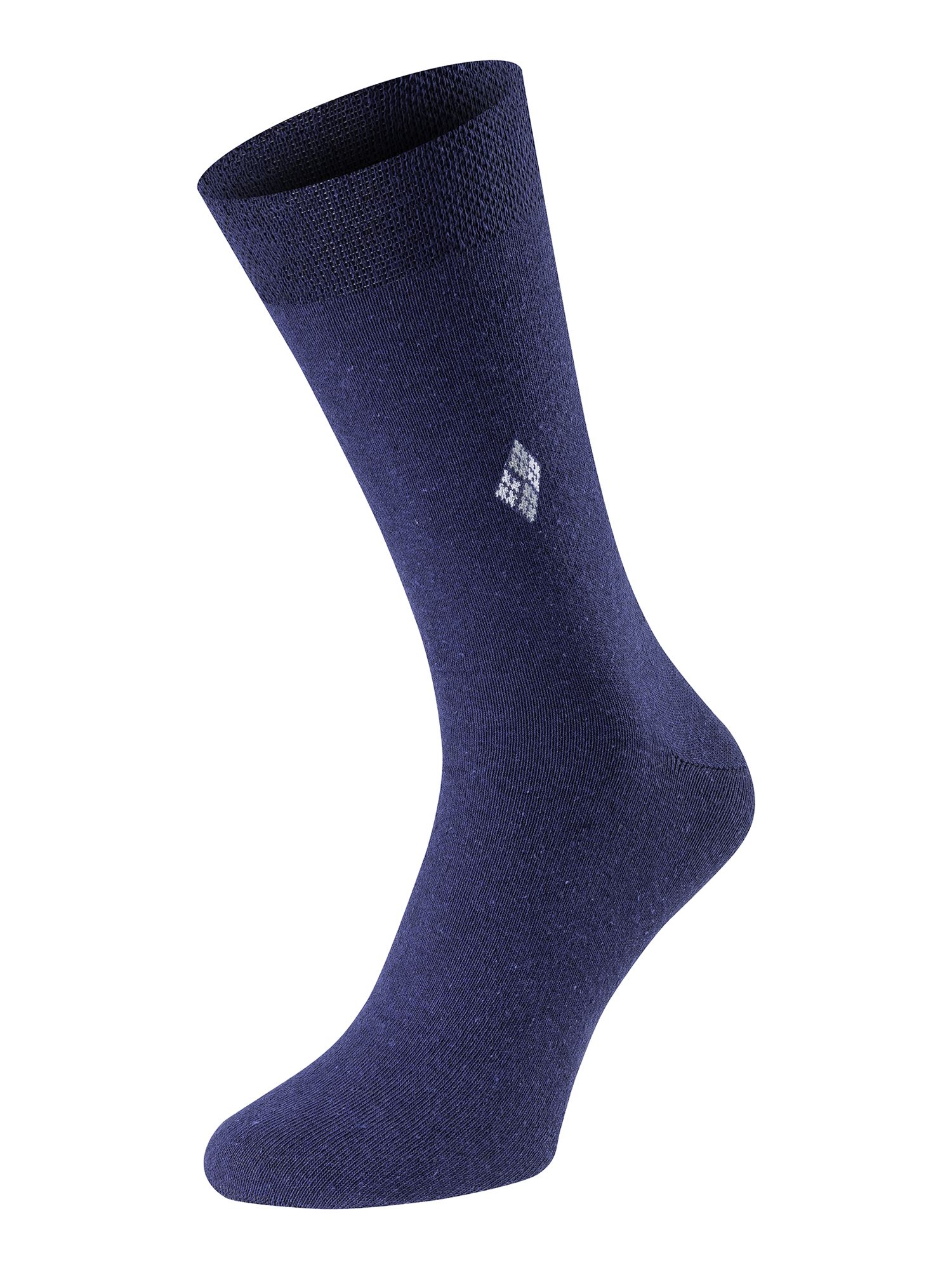 Blaue Socke mit Logo. Größe 39-42. Feines Muster. Für Diabetiker geeignet.