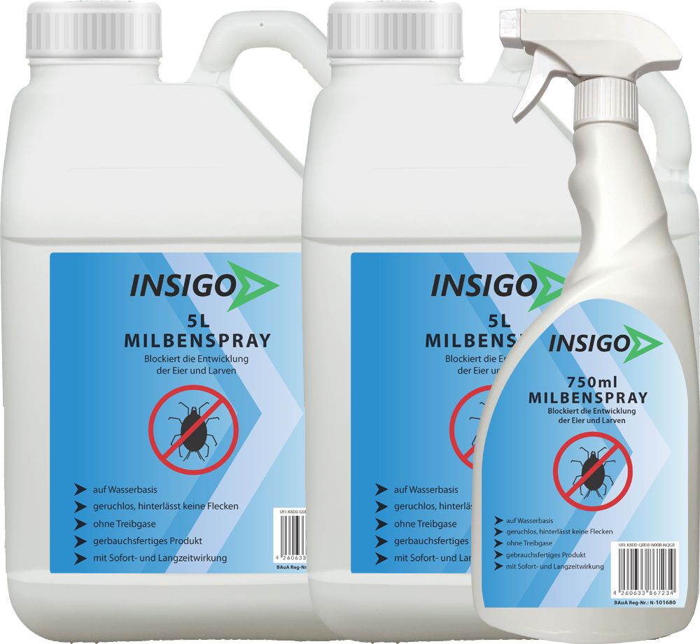 INSIGO Milbenspray gegen Milben Hausstaubmilben & Milben Eier