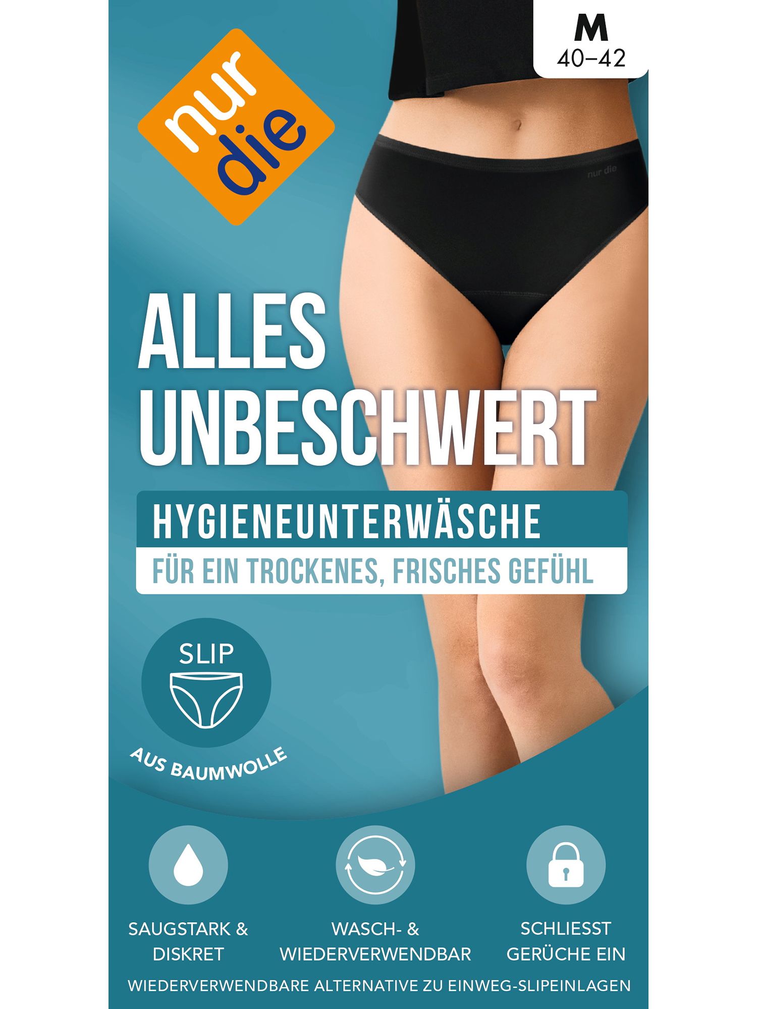 NUR DIE Hygienewäsche Alles Unbeschwert Slip - schwarz - Größe 40-42