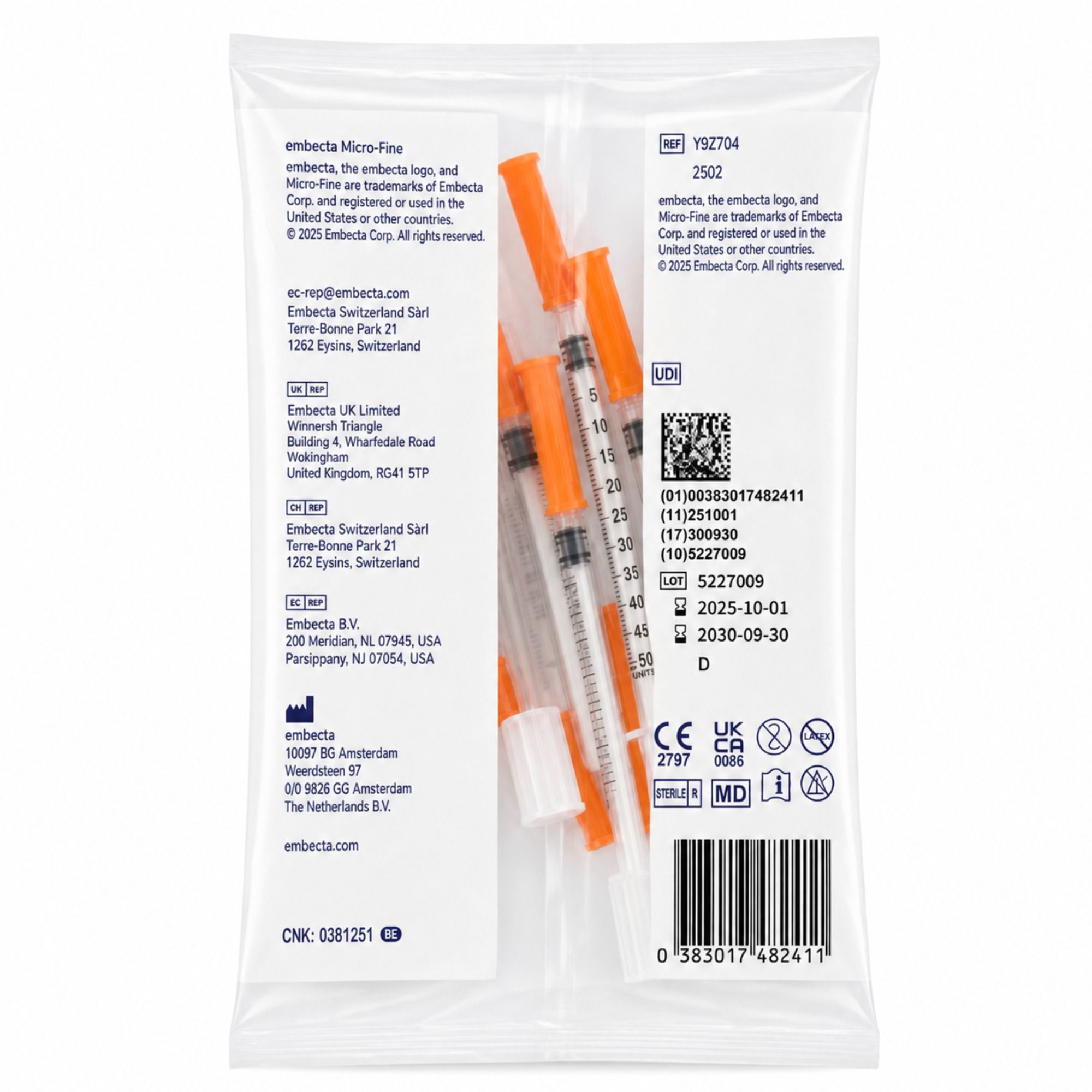 embecta Micro-Fine+ U100 Insulinspritzen 0,5 ml 29G, 0,33 x 12,7 mm