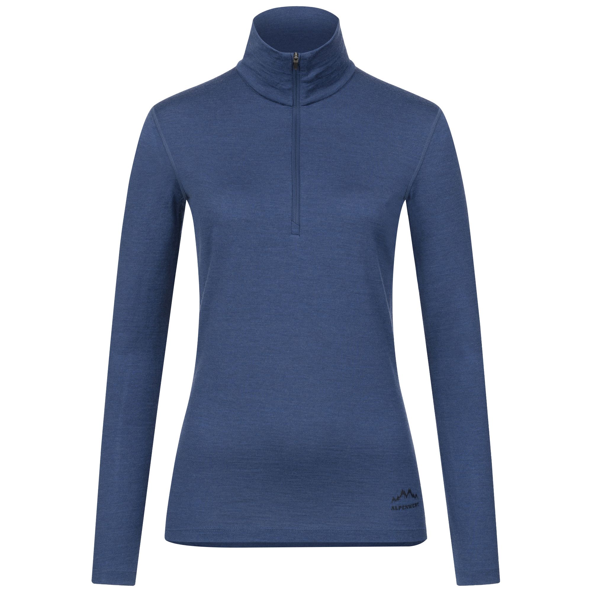 Alpenwert Zip Longsleeve Damen 100% Merino Navy Blau XS 1 St