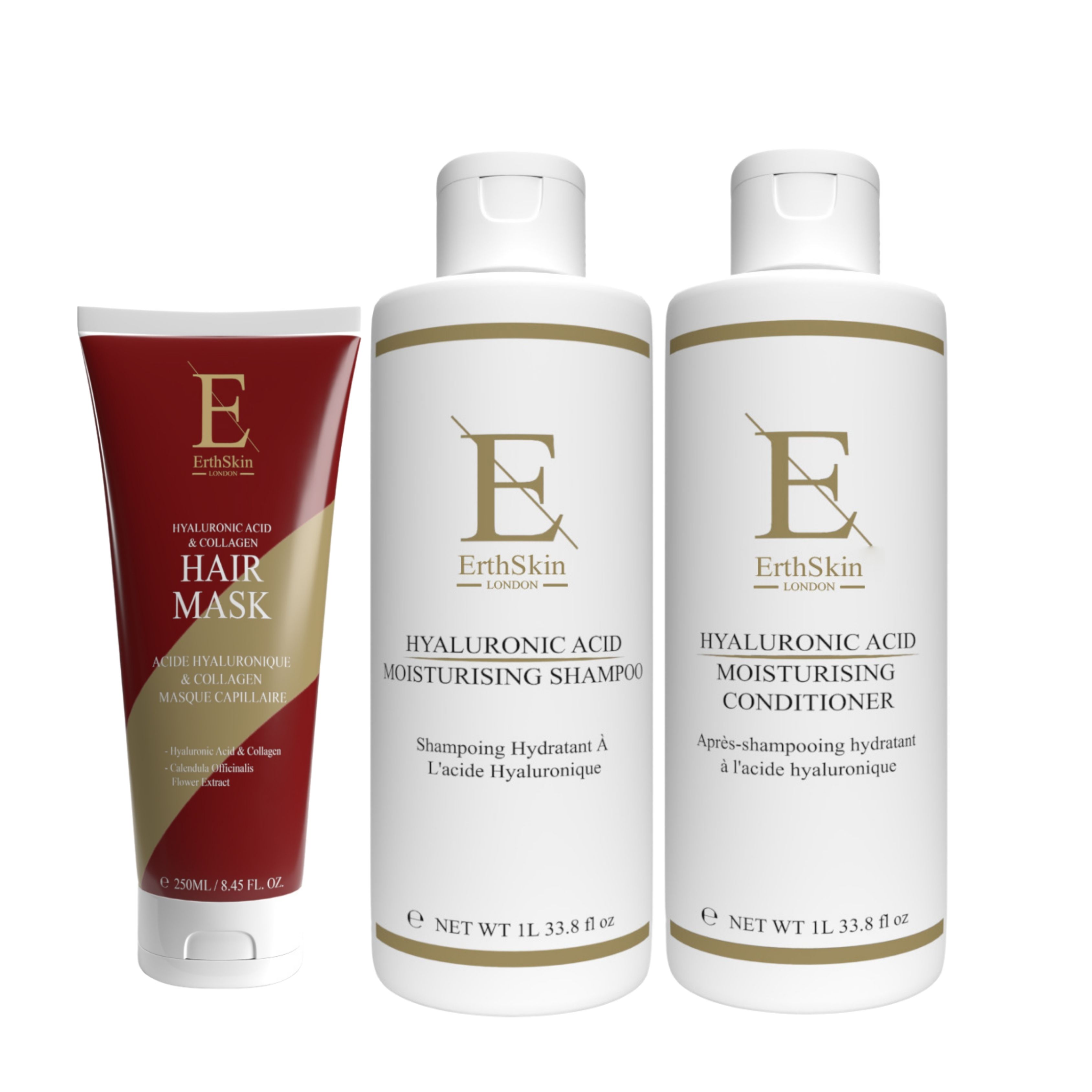 ErthSkin London Zweiphasen Make up Entferner + Tagescreme mit Hyaluronsäure und Kollagen set