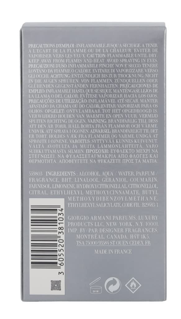 Rückseite der grauen Verpackung. Text in mehreren Sprachen. Barcode und Warnhinweise.