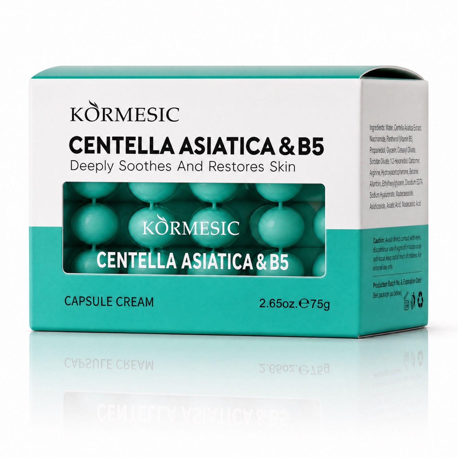 Crema viso KORMESIC in capsule con Centella Asiatica e Vitamina B5 – Azione lenitiva