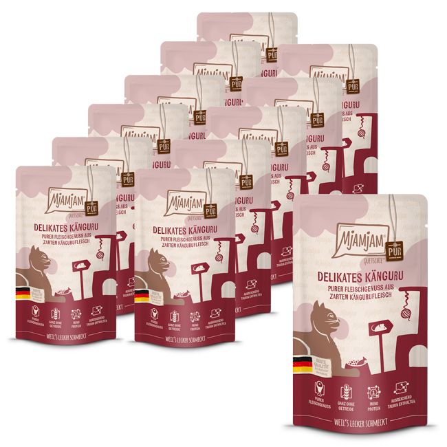 MjAMjAM - Quetschie Purer Fleischgenuss delikates Känguru pur 12x125 g Futter