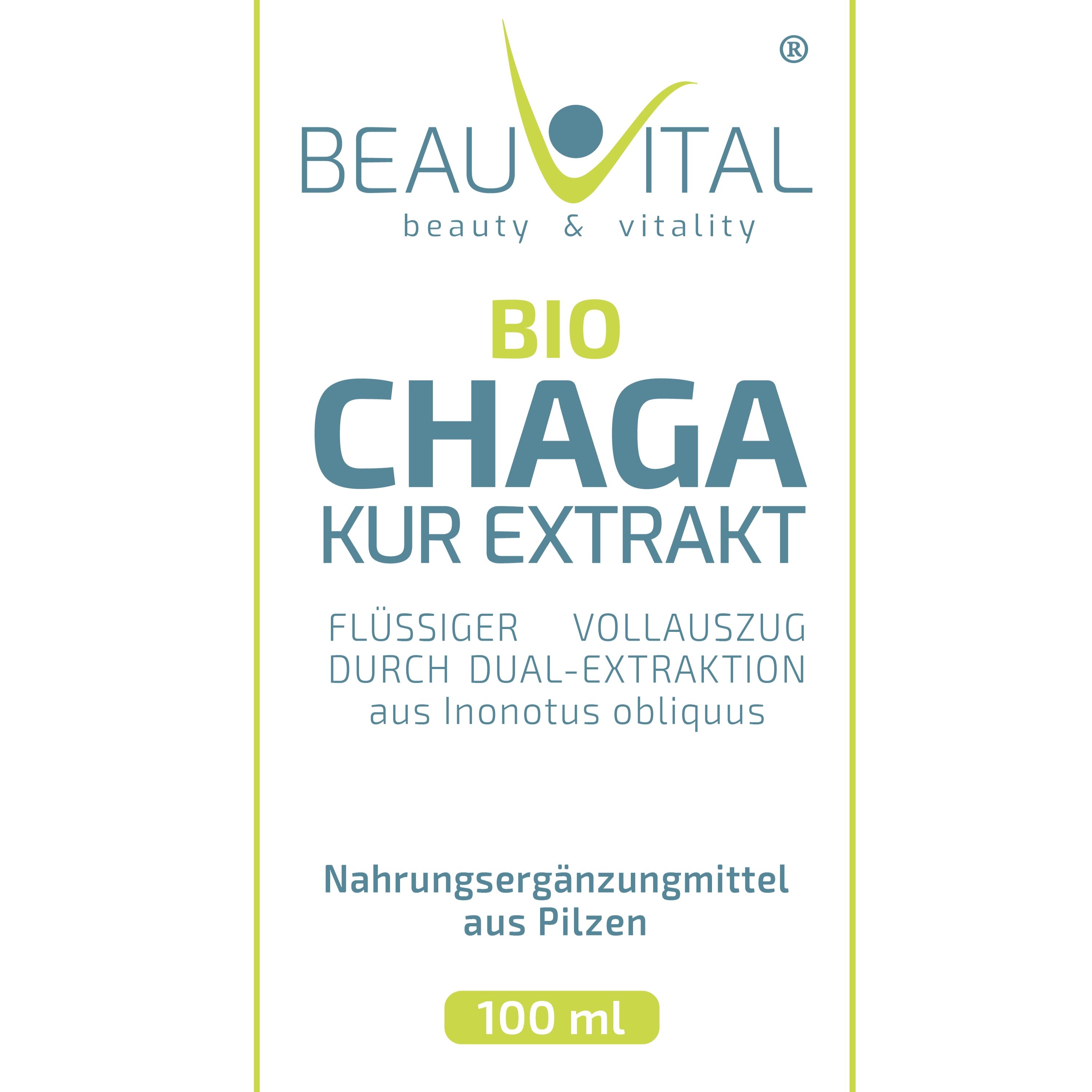 BEAUVITAL® Bio Chaga Kurextrakt | Flüssiger Vollauszug durch Dual-Extraktion