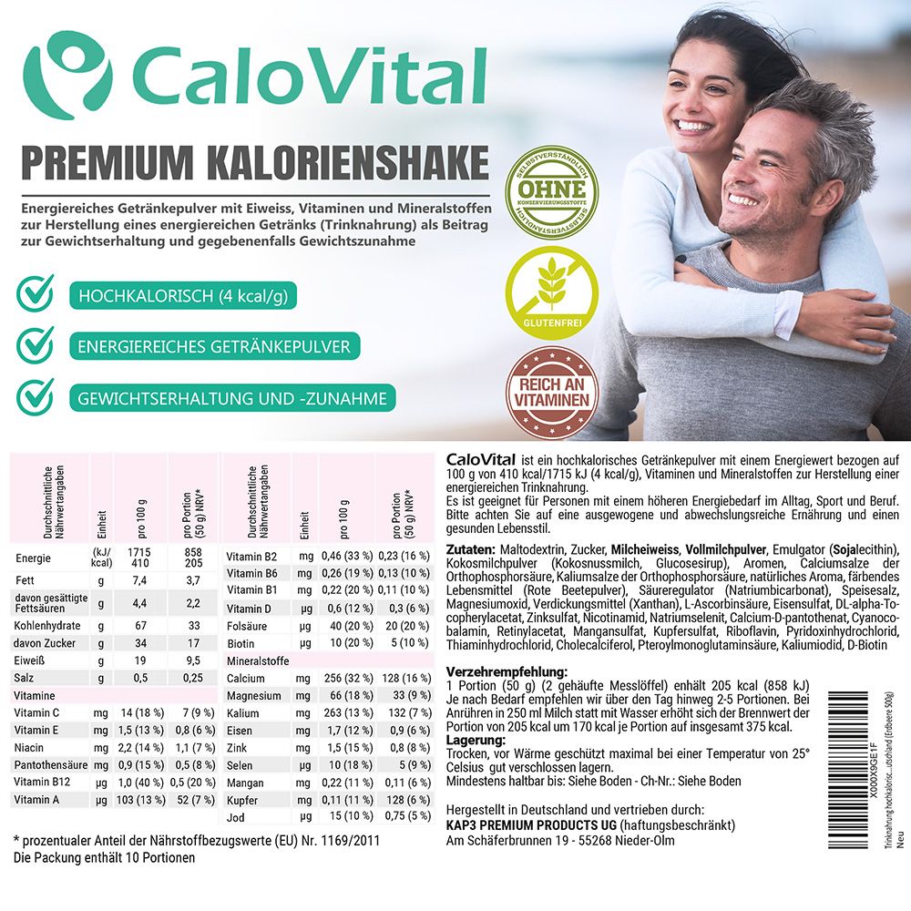 CaloVital Kalorien Shake 3kg  | Hochkalorische Trinknahrung für Gewichtszunahme