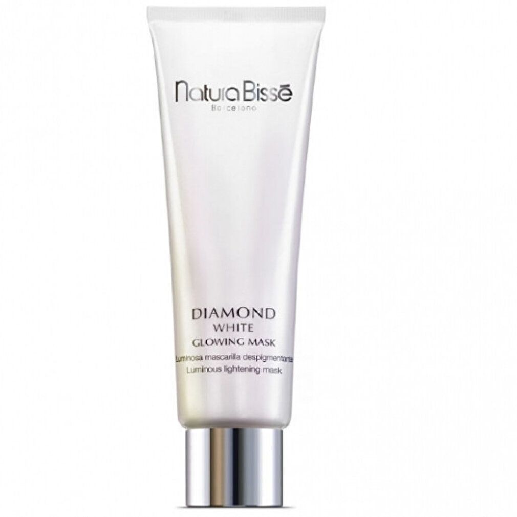 Weiße Tube mit Produkttext. Aufschrift: Natura Bissé, Diamond White Glowing Mask.