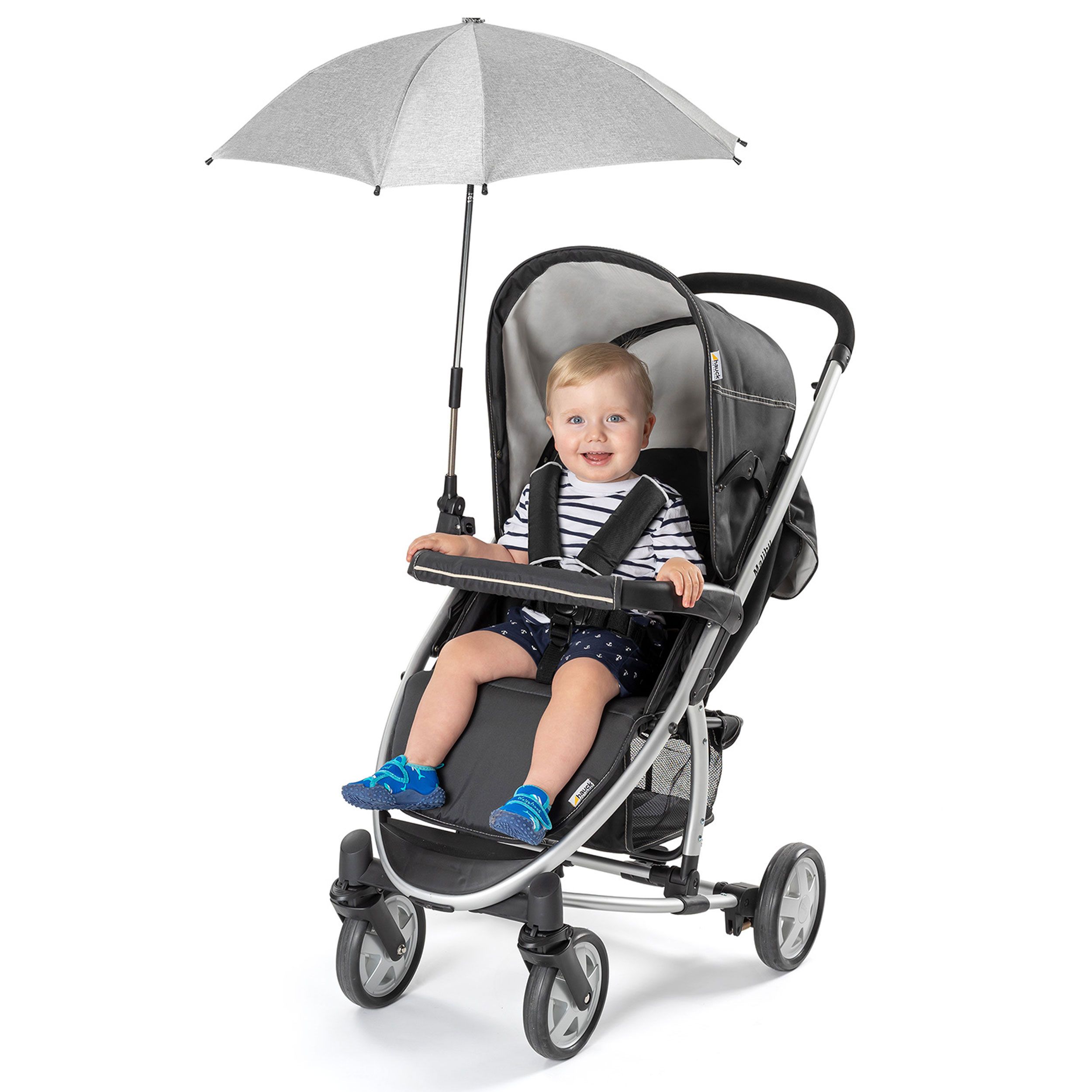 reer ShineSafe Kinderwagen-Sonnenschirm für Kinderwagen, Grau Melange