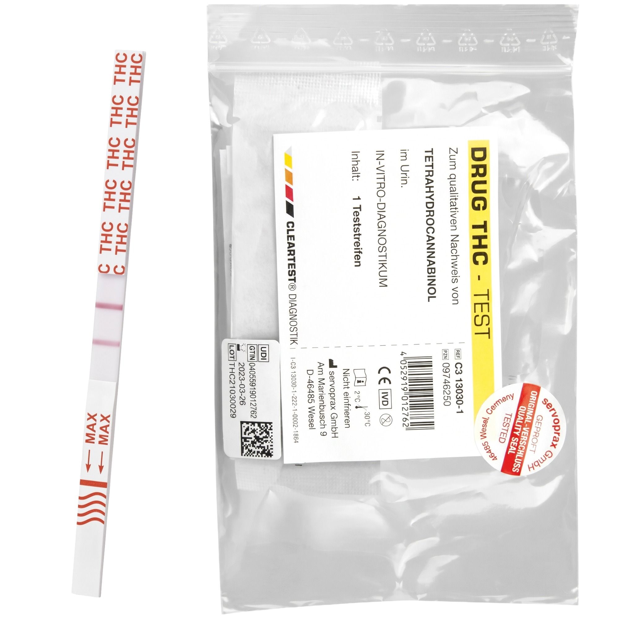 CLEARTEST Drogentest Urin, Nachweis von Tetrahydrocannabinol THC, 50 ng/l
