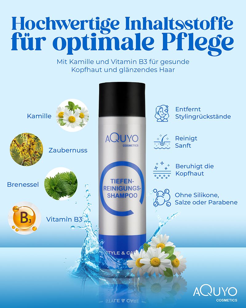 Style & Care Tiefenreinigung Shampoo zur Haarpflege, entfernt Klebereste und Rückstände aus dem Haar