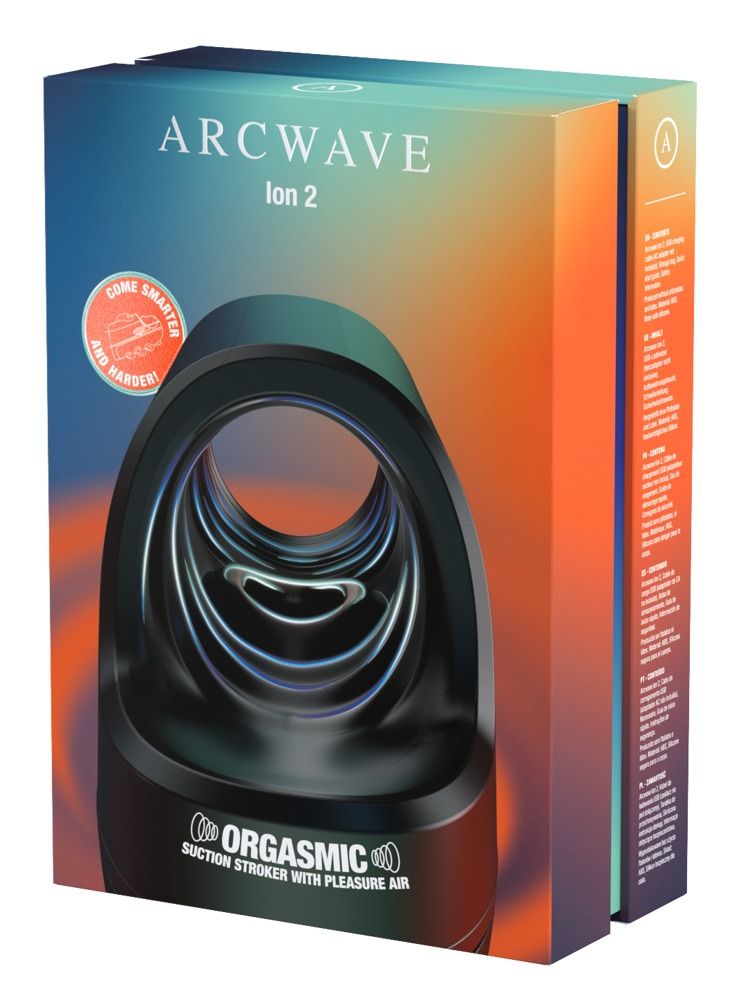 Verpackung mit Produkt. Aufschrift 'ARCWAVE Ion 2'. Text: 'COME SMARTER AND HARDER'.