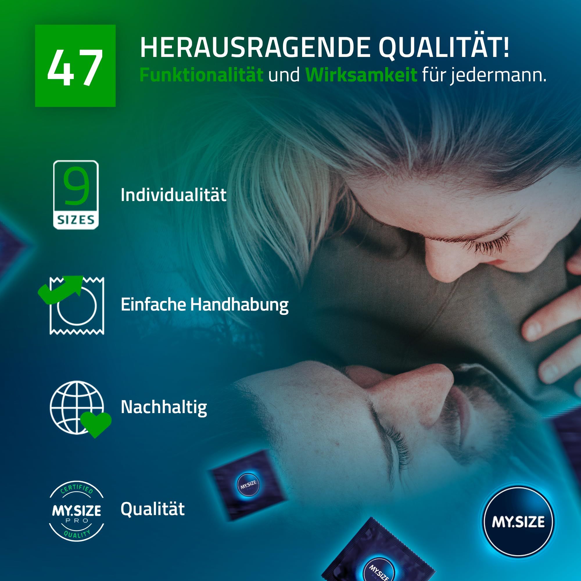 MY.SIZE Kondome: 9 Größen, einfache Handhabung, nachhaltig, zertifizierte Qualität.