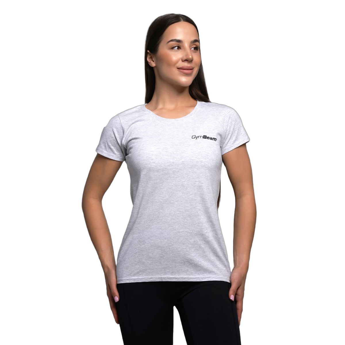 GymBeam T-Shirt Damen regular Kurzarm mit rundem Ausschnitt Heather Grey