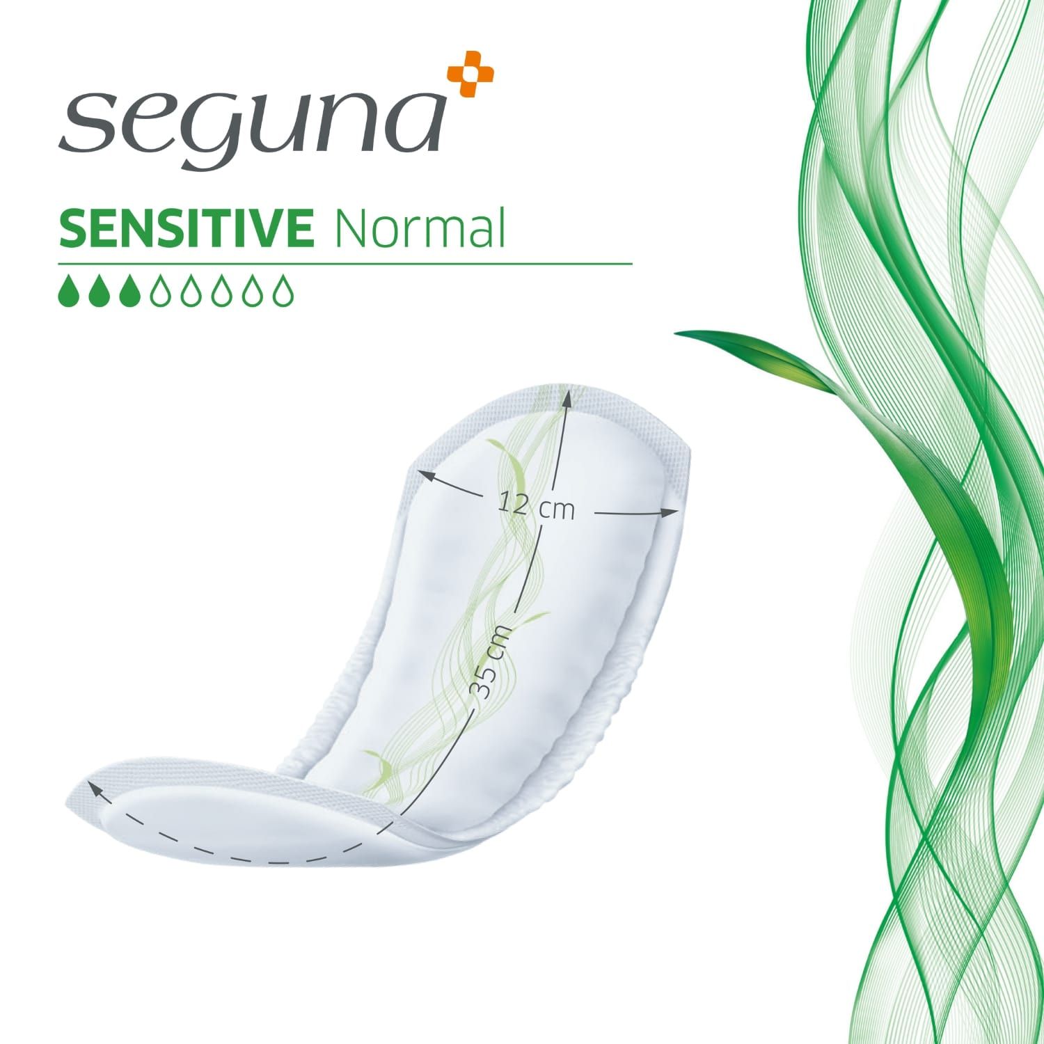 Seguna Sensitive Normal. Abmessungen: 35 cm lang, 12 cm breit.