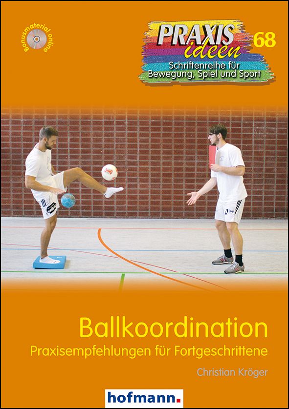 Buchcover: Ballkoordination. Zwei Männer spielen mit Bällen. Titel und Autor sichtbar. Verlag: hofmann.