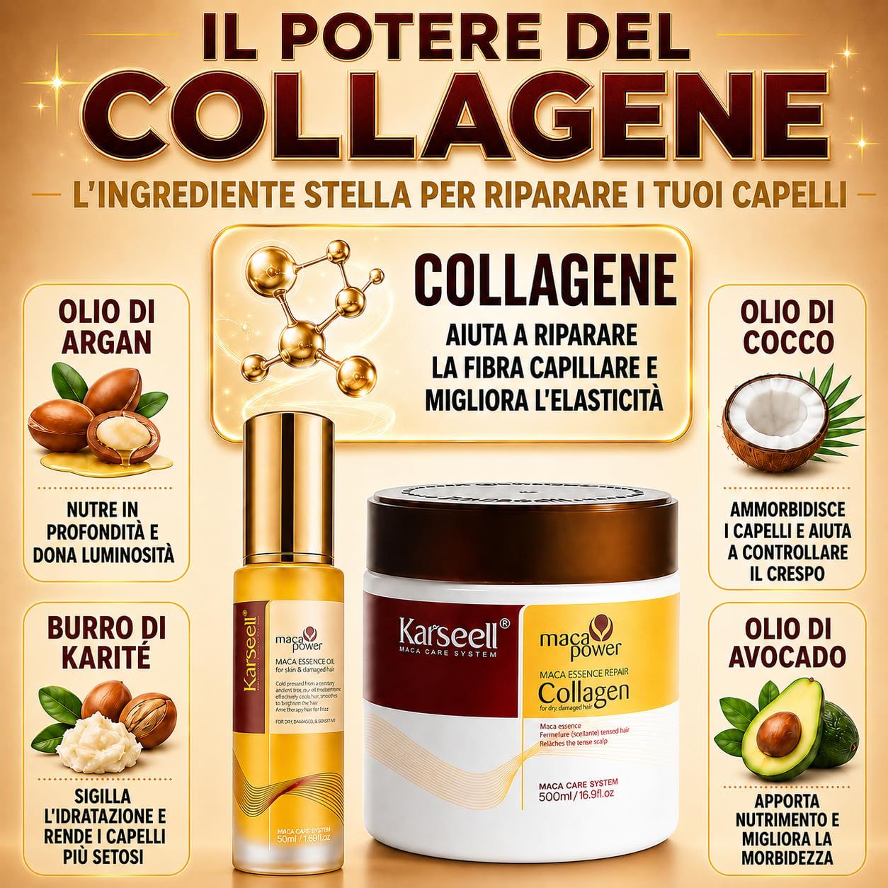 KARSEELL Haarpflege-Set: Kollagen-Haarmaske + Arganöl-Serum