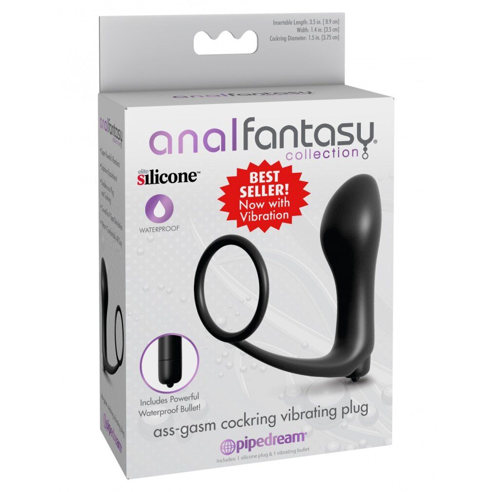 Penisring „Vibrating Plug“ mit batteriebetriebenem Vibro-Analplug| Vibration| analfantasy collection