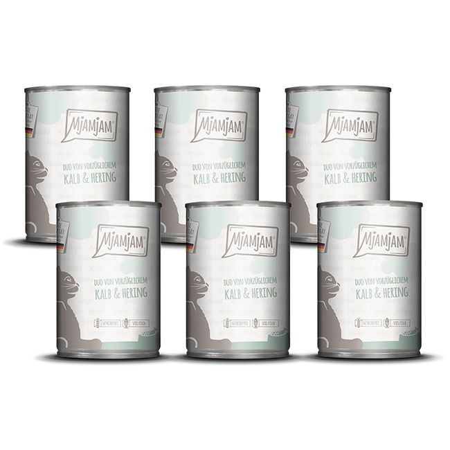 MjAMjAM - DUO von vorzüglichem Kalb & Hering 6x400 g Futter