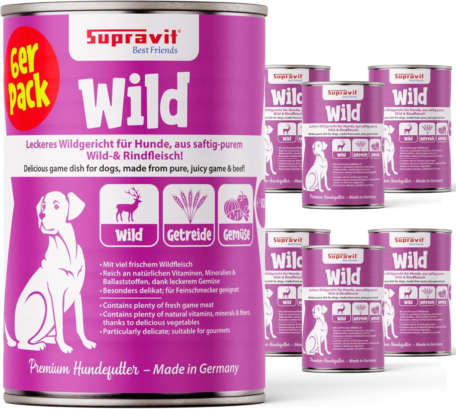 Supravit Hundenassfutter Dosenfutter für Hunde