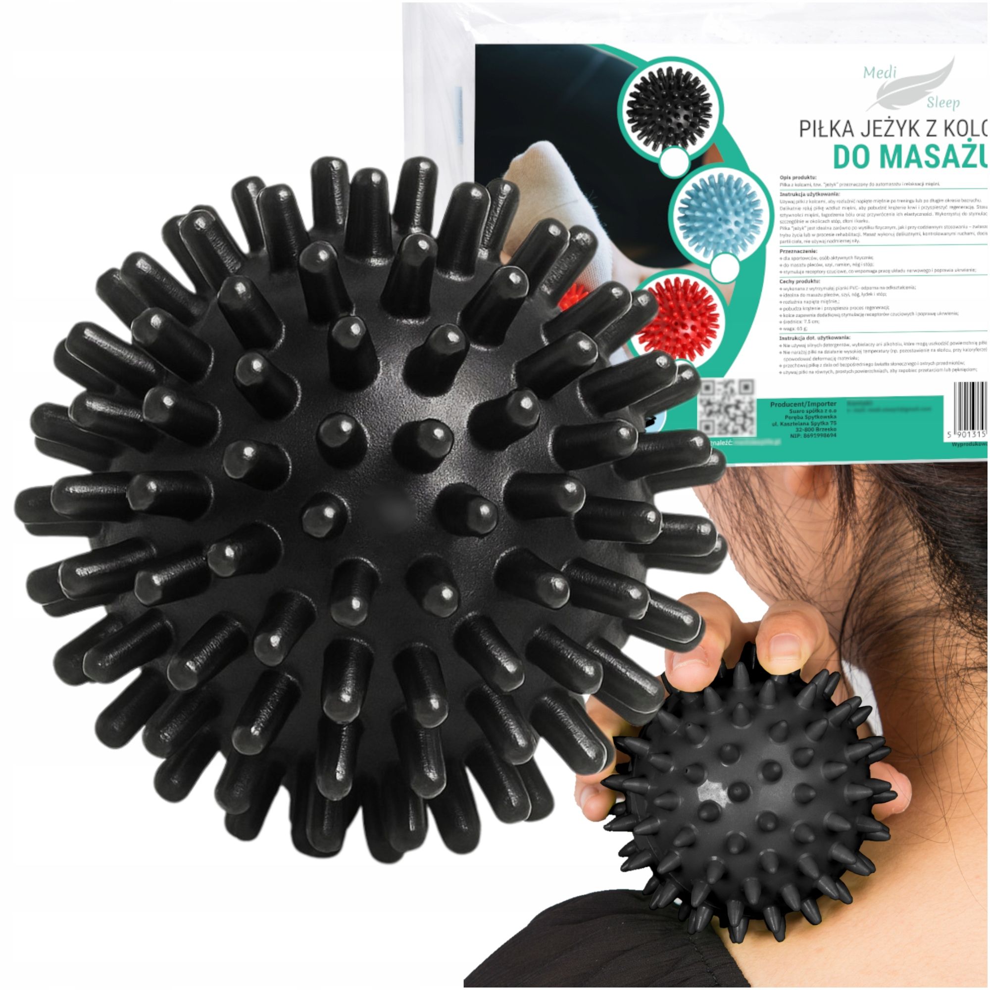Medi Sleep Noppenball 7,5 cm Schwarz zur Selbstmassage 1