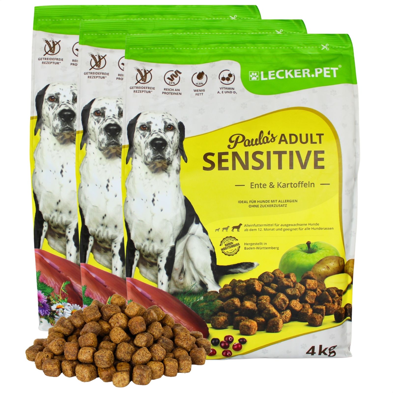 Lecker.Pet® Paula's Adult Sensitive Ente & Kartoffeln Hundefutter Trockenfutter Vollnahrung 12 kg Nicht relevant