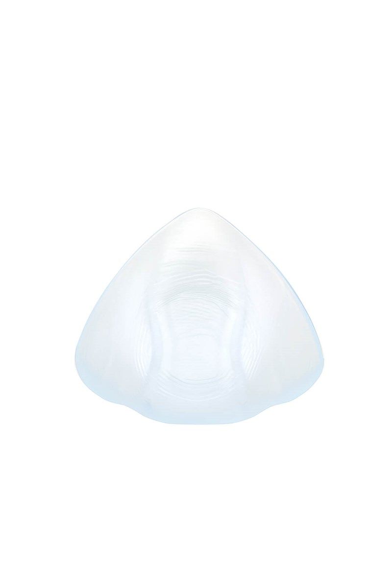 Teilprothese, dreieckige Form, transparentes Material.