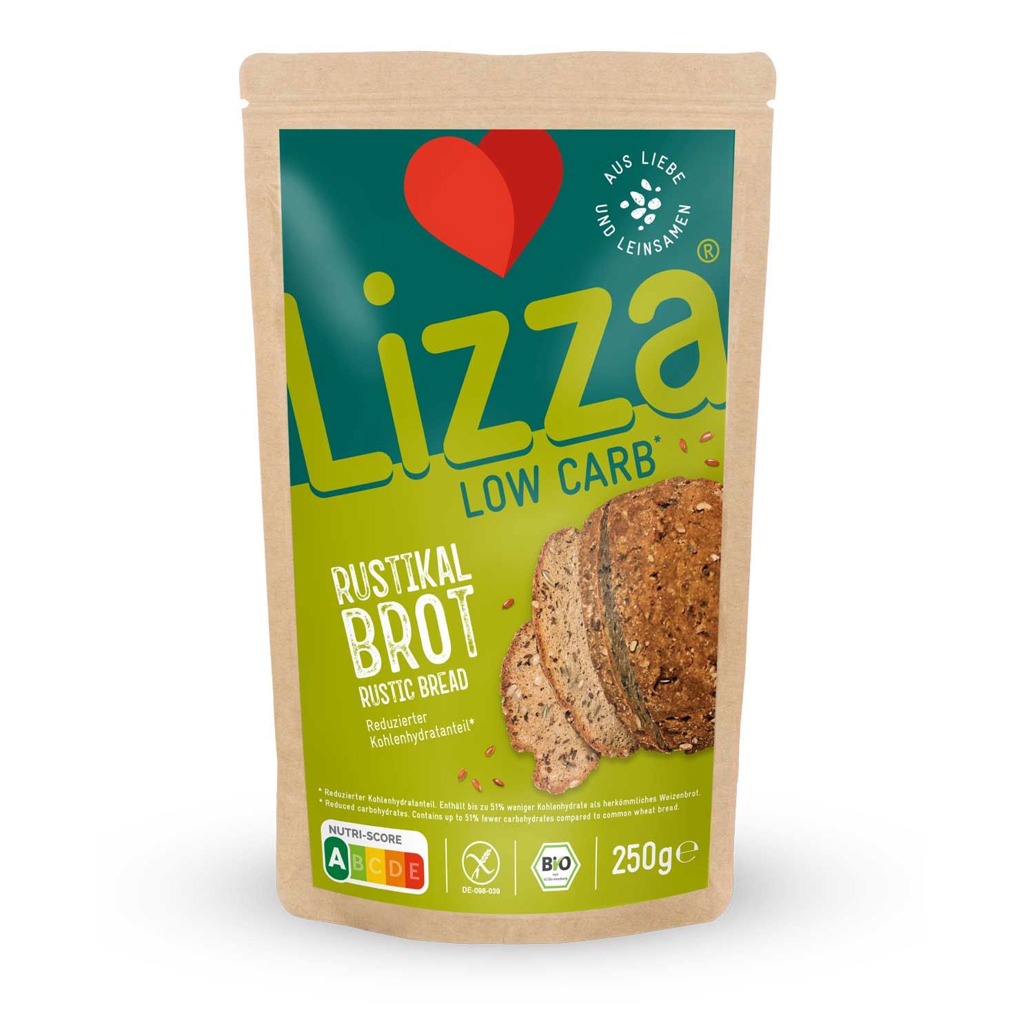 Lizza Low Carb Brotbackmischung Rustikal