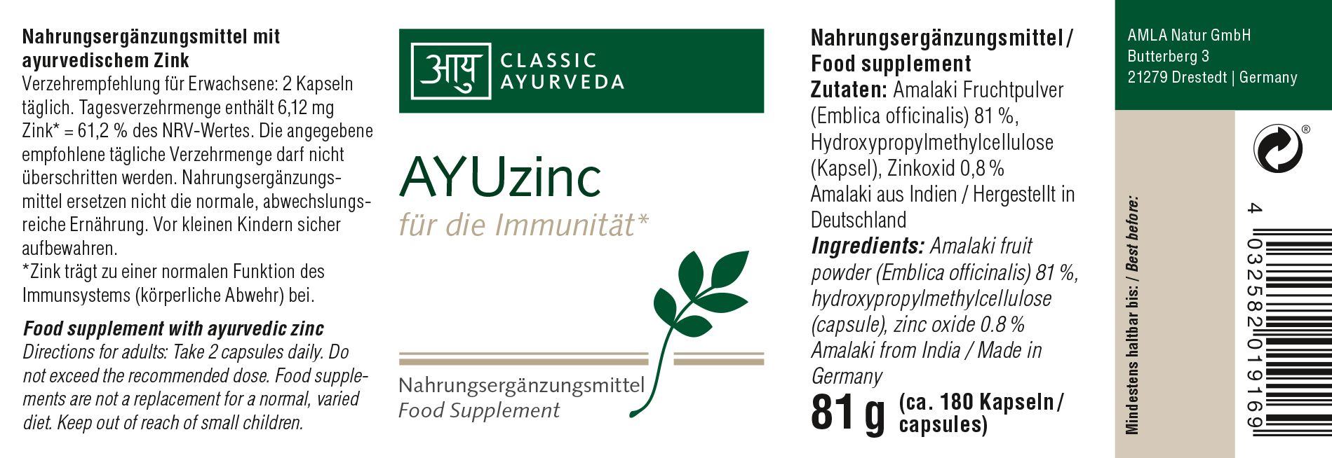 Classic Ayurveda - AYUzinc 81 g