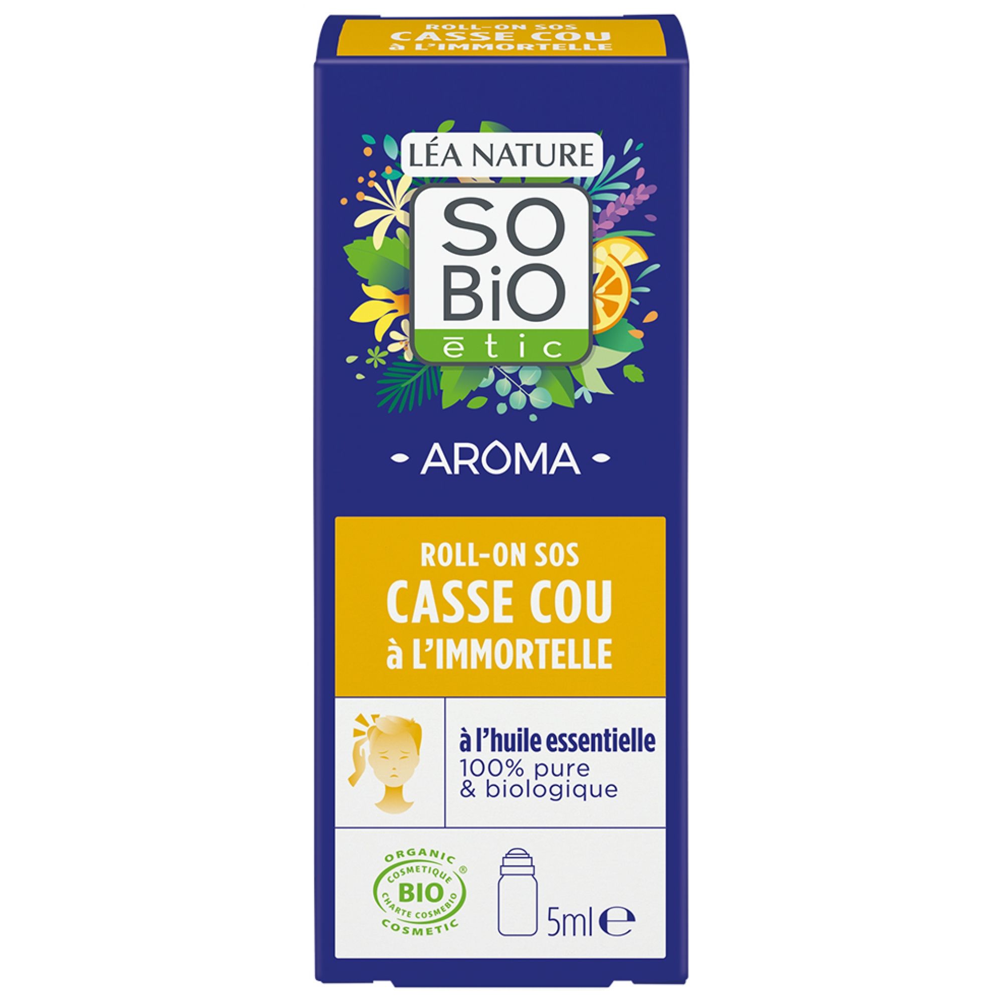 Léa Nature SO BIO étic Aroma SOS Halswirbel mit Immortelle Bio Roll-On 9,5x3,9x2,6 cm
