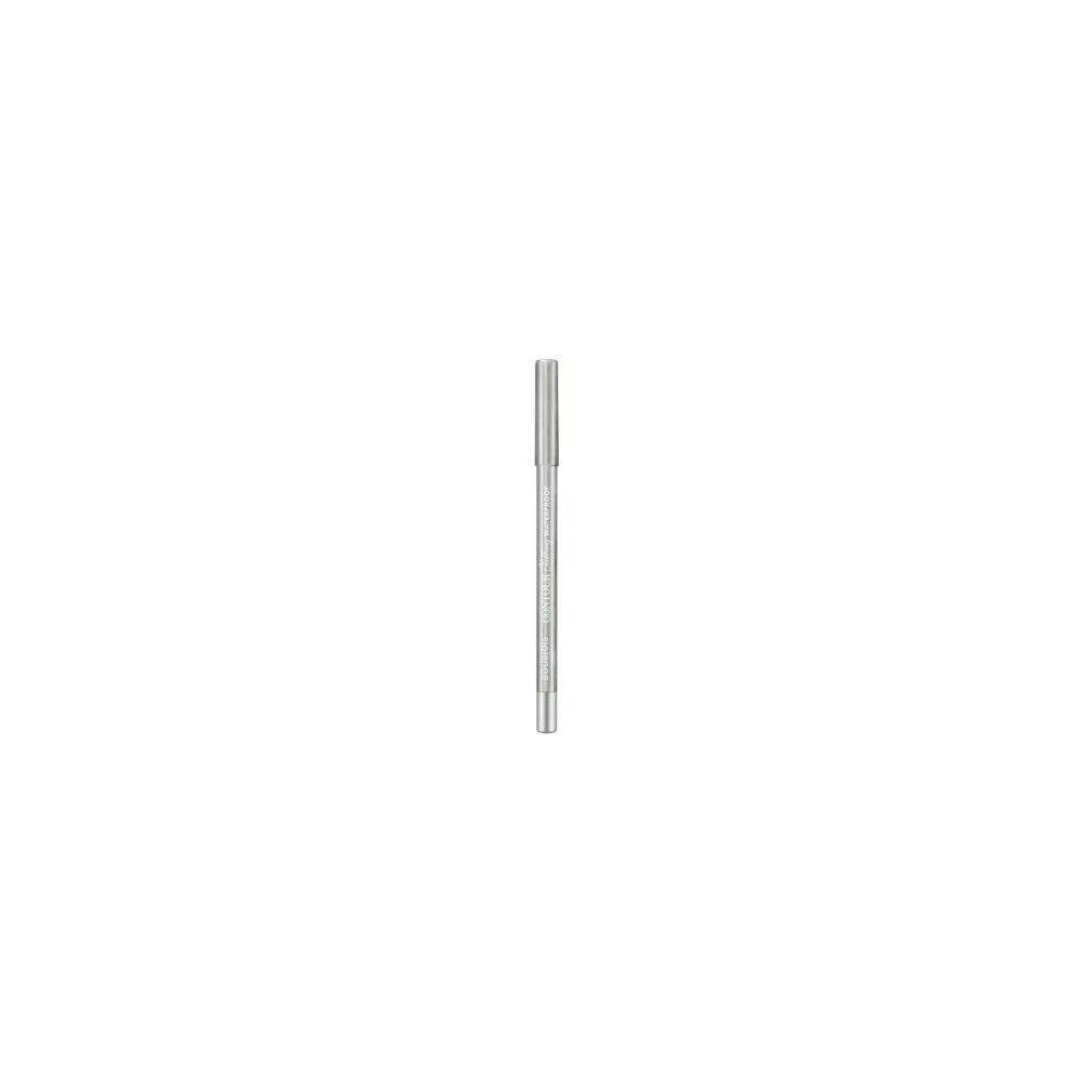 Eyeliner-Stift, silberfarbenes Gehäuse, geschlossene Kappe. Auf weißem Hintergrund.