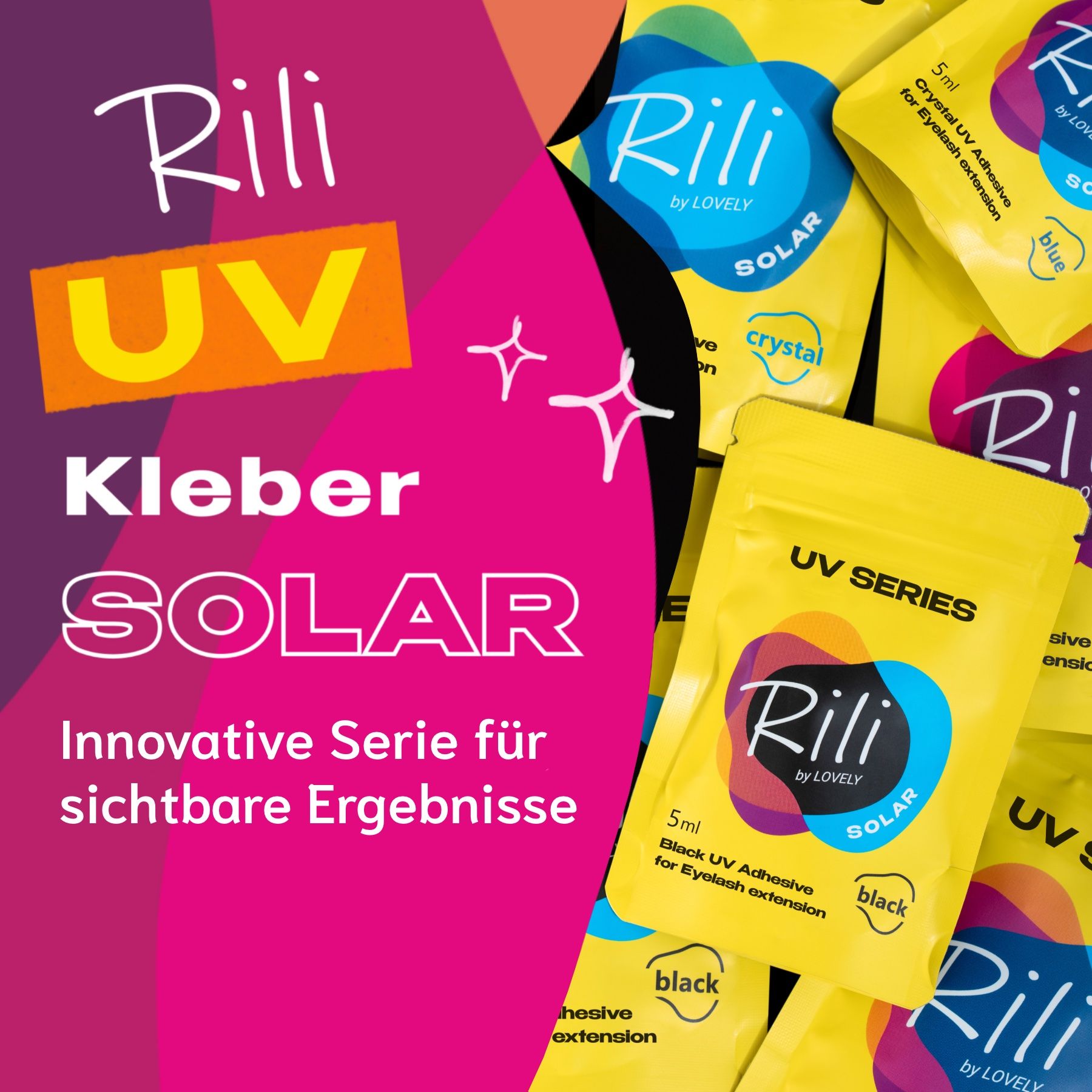 Lovely UV Kleber Lash Glue Wimpernkleber für Wimpernverlängerung Schwarz