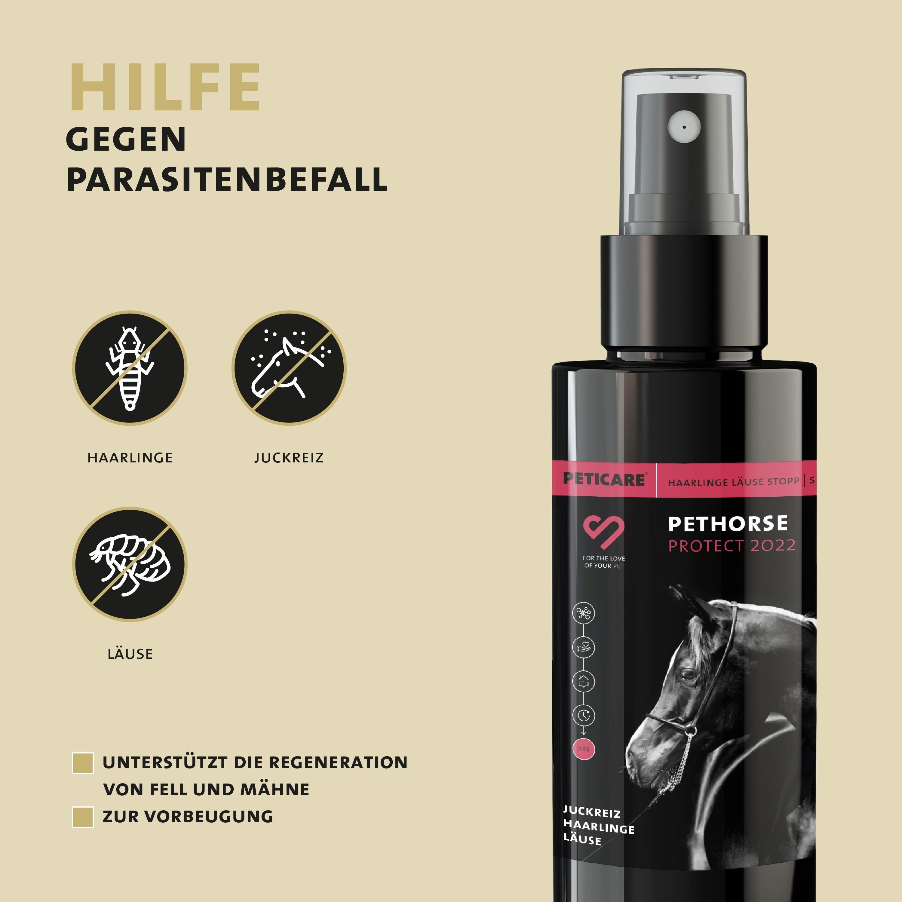 Peticare Anti-Läuse & Haarlinge Spray für Pferde, unterstützt bei Juckreiz