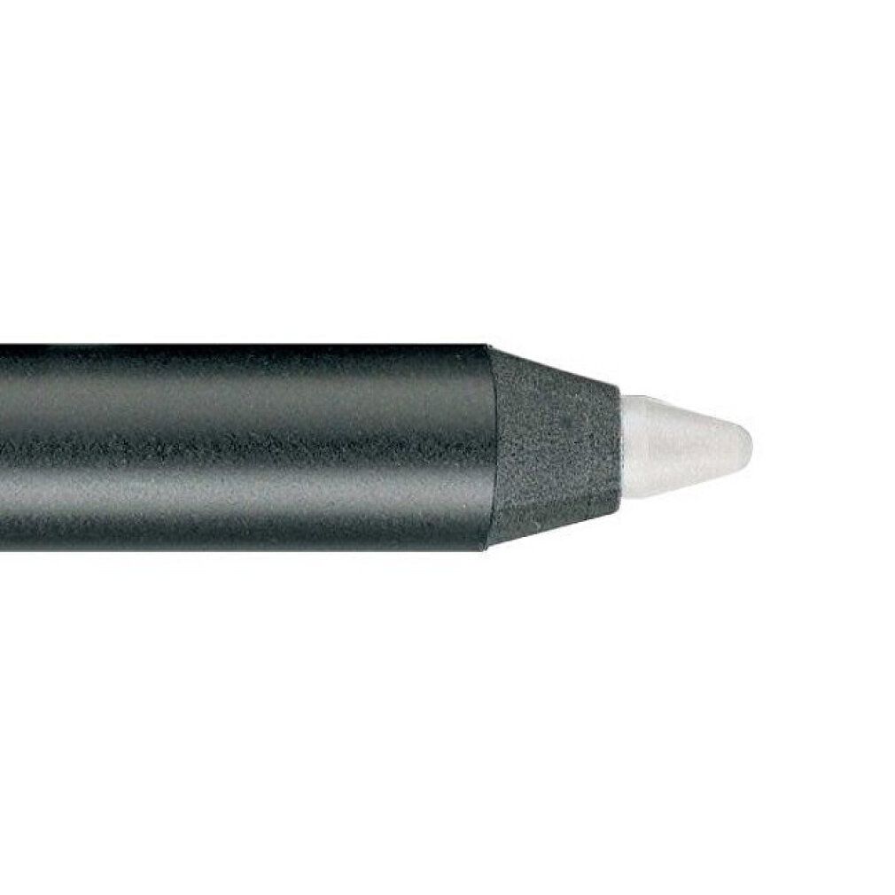 Nahaufnahme eines Lipliners. Weiße Spitze, schwarzer Stiftkörper.