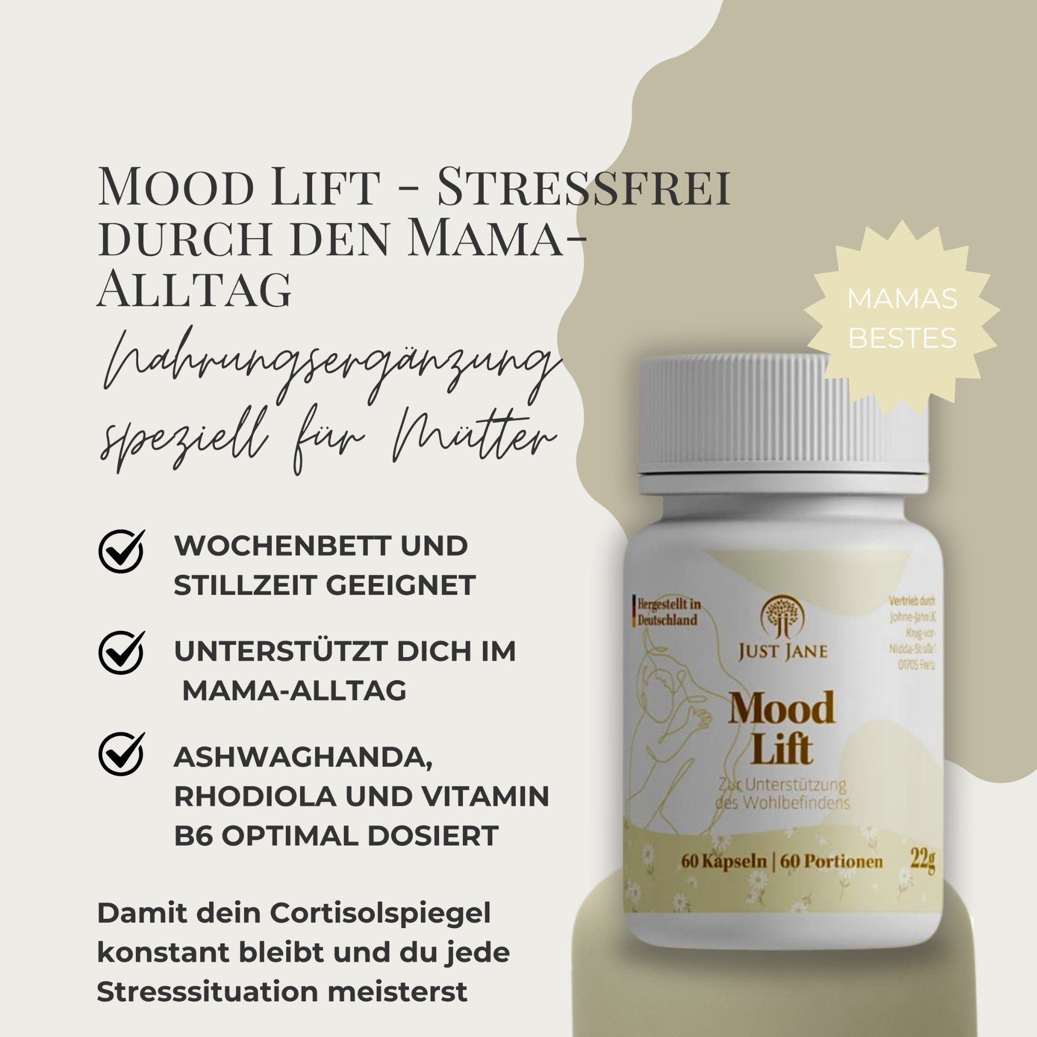 Just Jane® Mood Lift Ashwaghanda + B6 + Rosenwurz