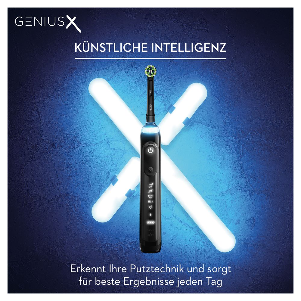 Oral-B - Elektrische Zahnbürste "Genius X + Reiseetui - Midnight Black" in Schwarz