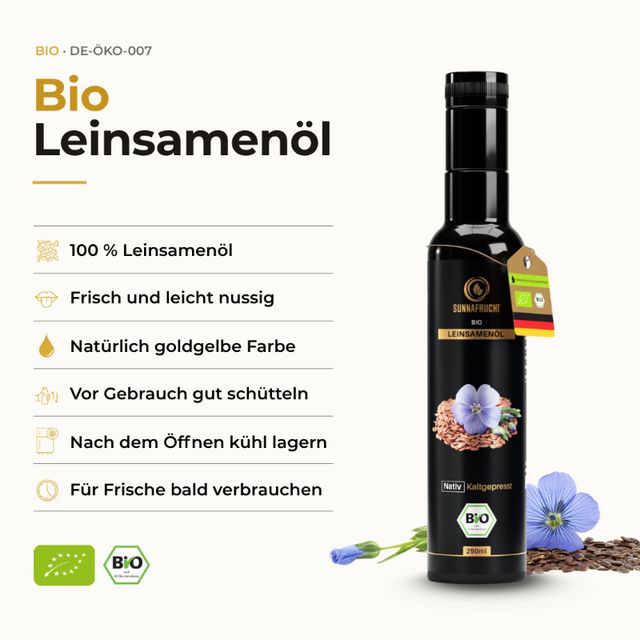 SUNNAFRUCHT® Premium BIO Leinsamenöl kaltgepresst