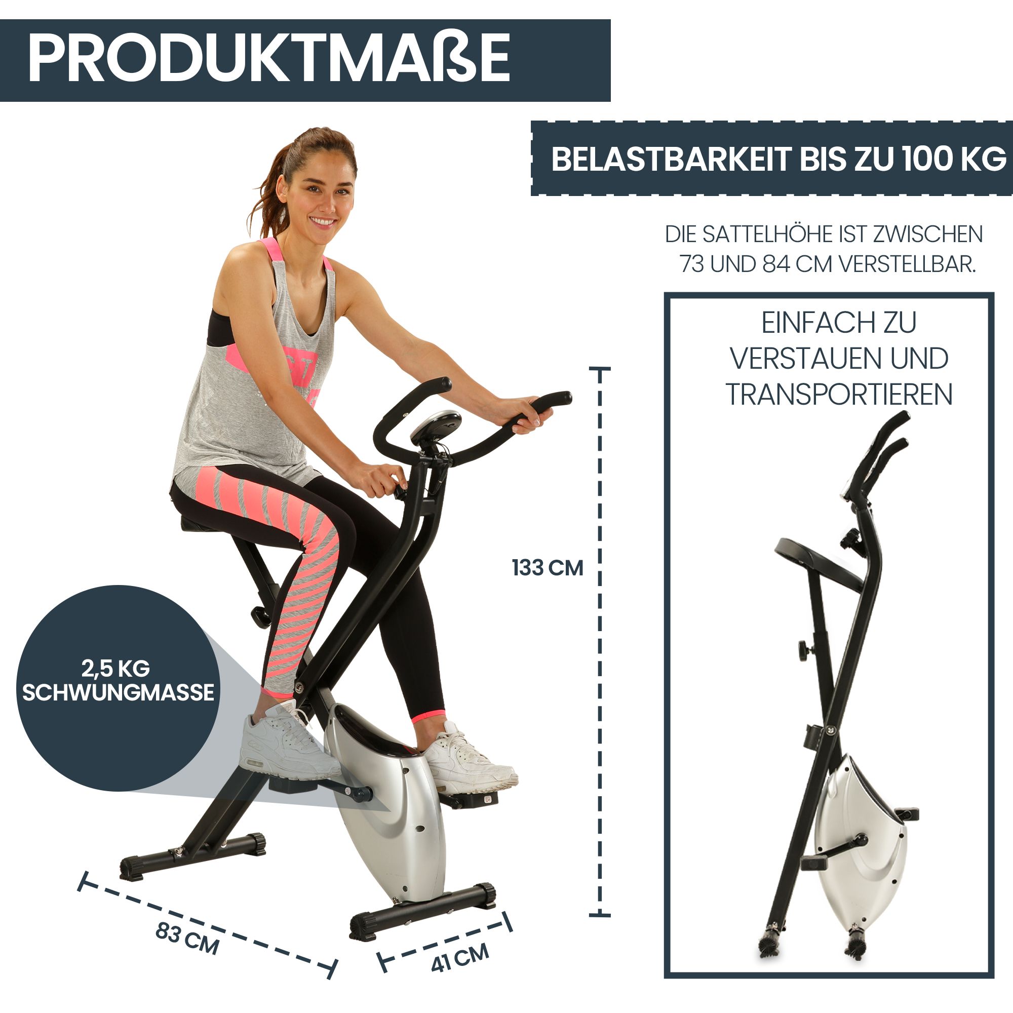 aktivshop Heimtrainer X-Bike aktiv Pro: Indoor Bike, Hometrainer Fahrrad klappbar für Zuhause