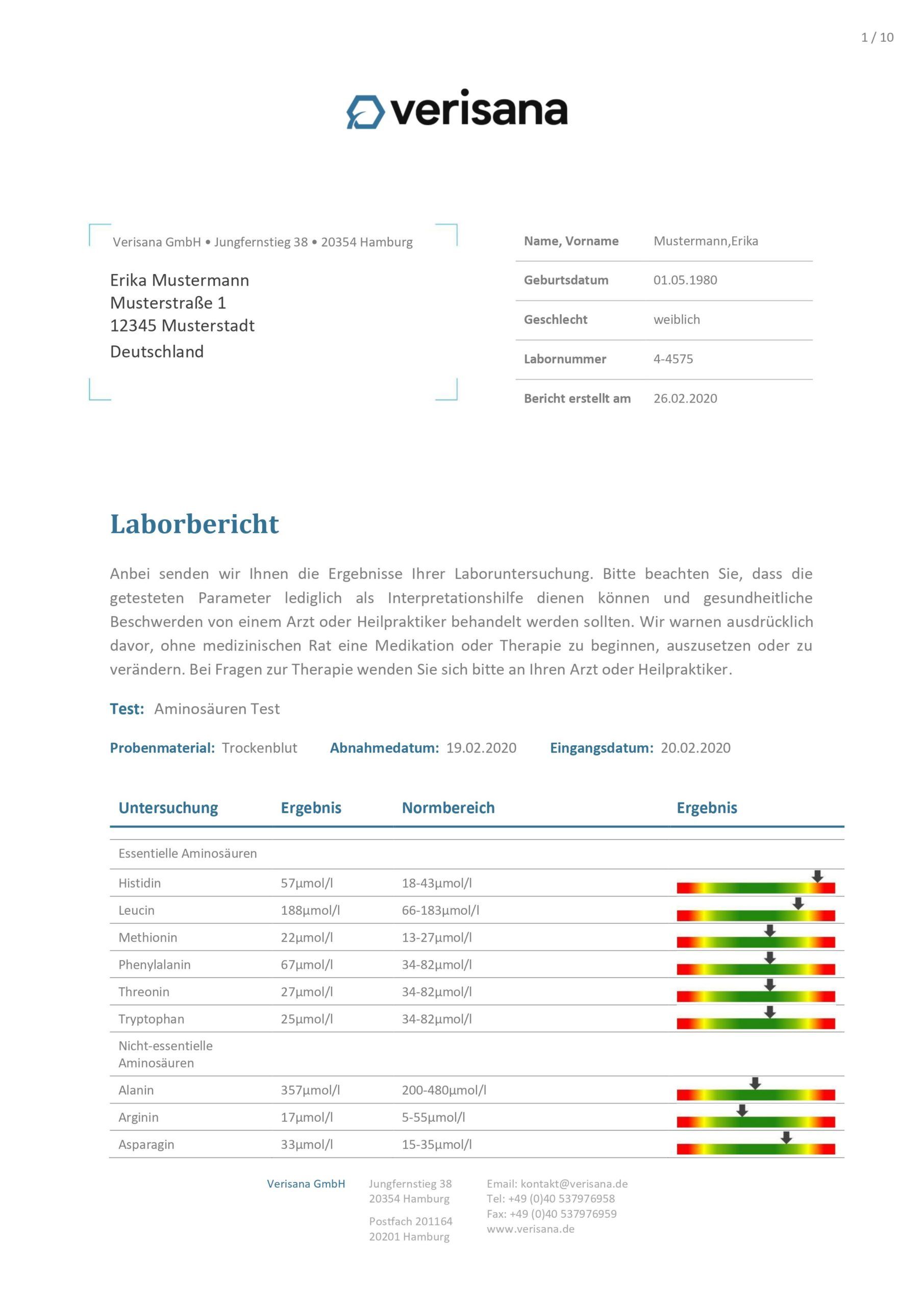 Verisana Aminosäuren Test