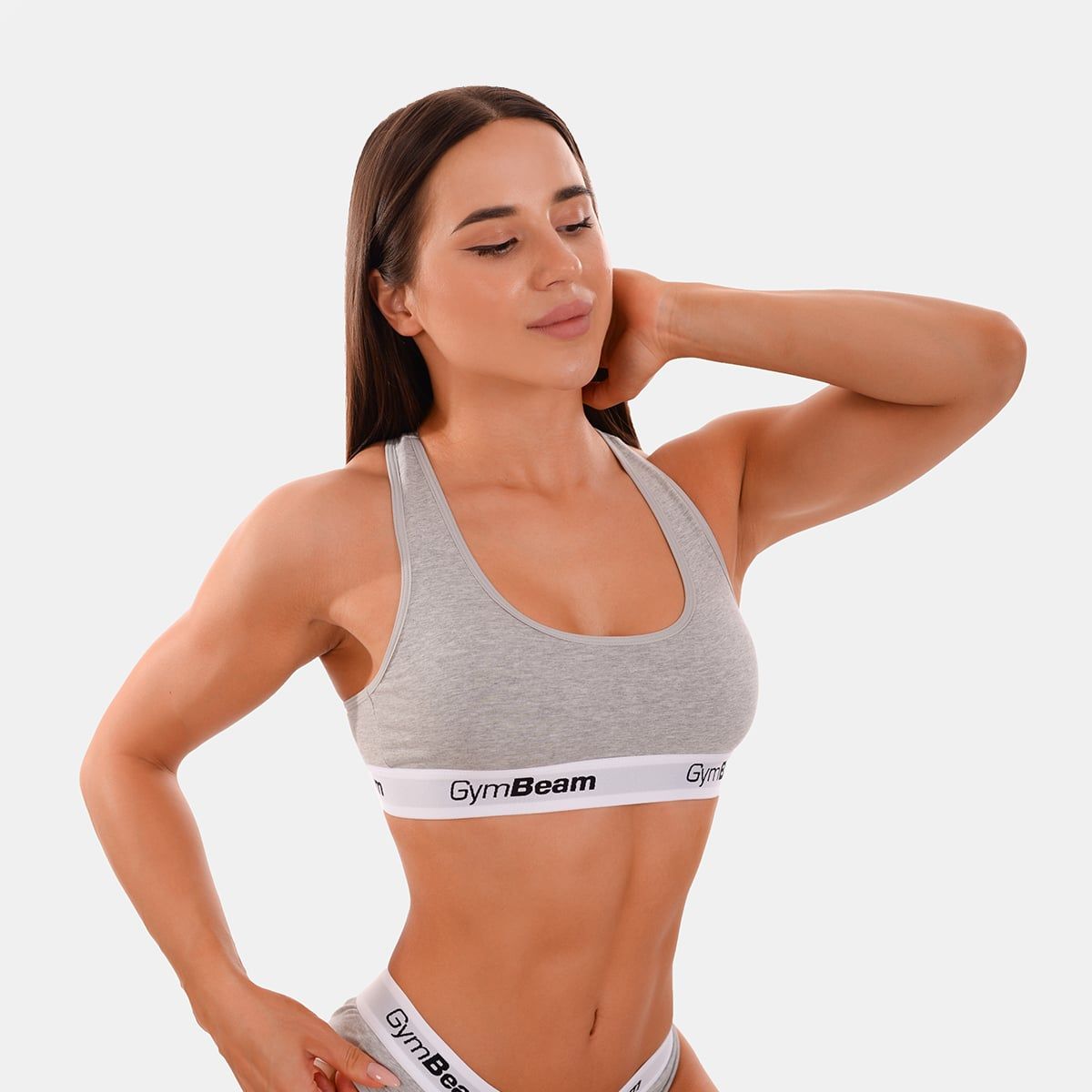 GymBeam Sport-BH Damen Bralette mit breiten Trägern aus Baumwolle-Elastan in Grau 1 St