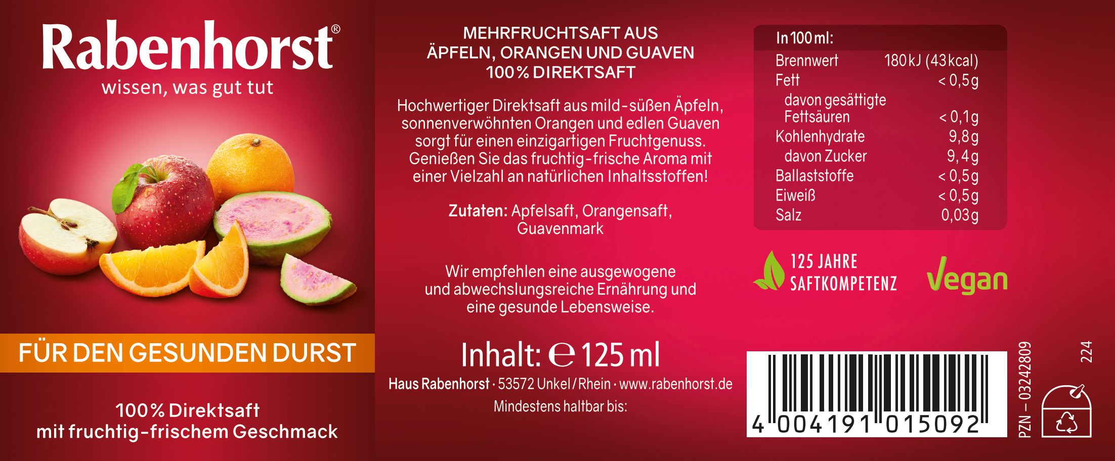 Rabenhorst Für den gesunden Durst Mini 24x125 ml Saft