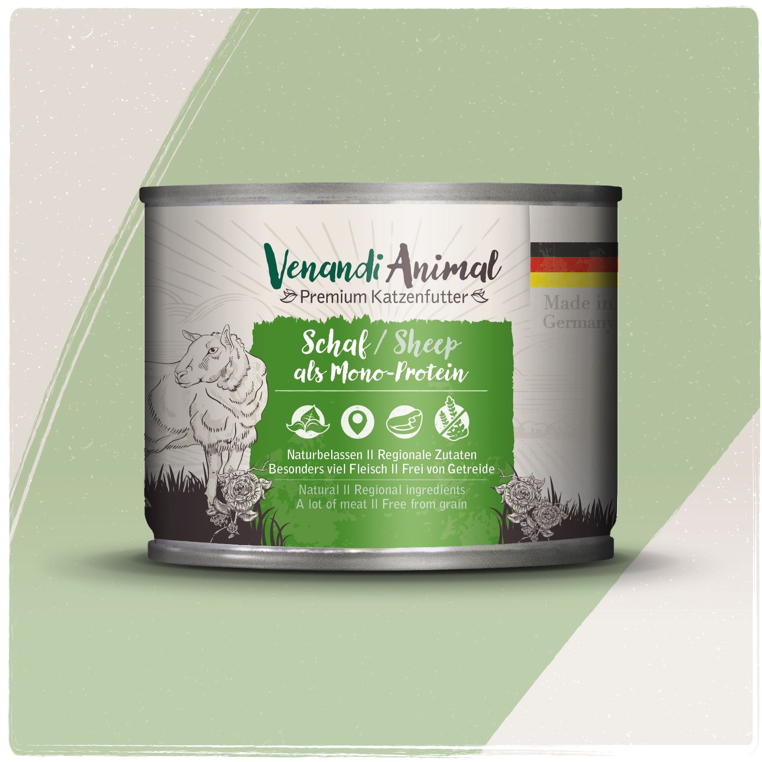 Venandi Animal Katzennahrung: Schaf als Monoprotein in Dose. Naturbelassen, regionale Zutaten, viel Fleisch, getreidefrei.