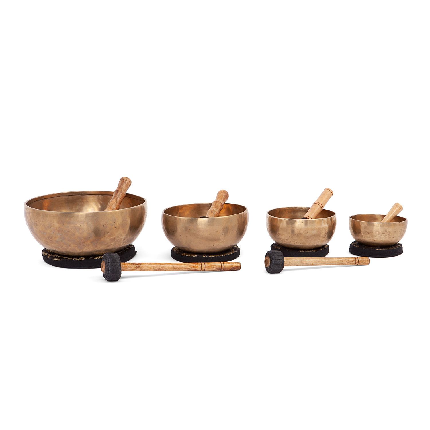 bodhi Klangschalen-Set, bestehend aus 4 Klangschalen inkl. Kissen, Holzklöppeln & 2 Filzklöppel 1 St Set