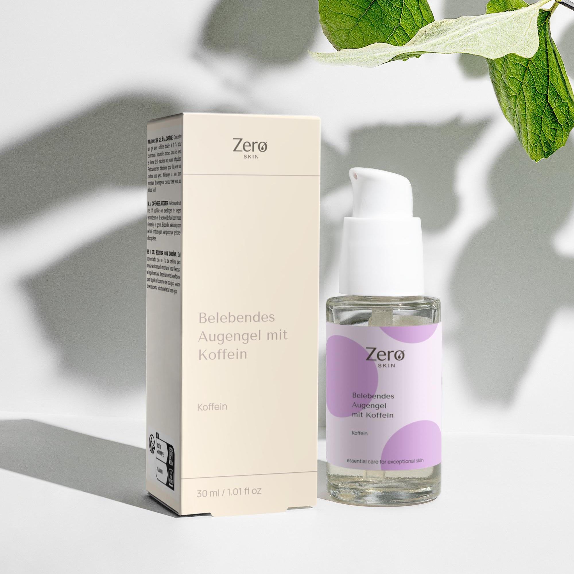 Zero Skin Belebendes Augengel mit Koffein, erfrischend hydratisierend für müde Augenpartien