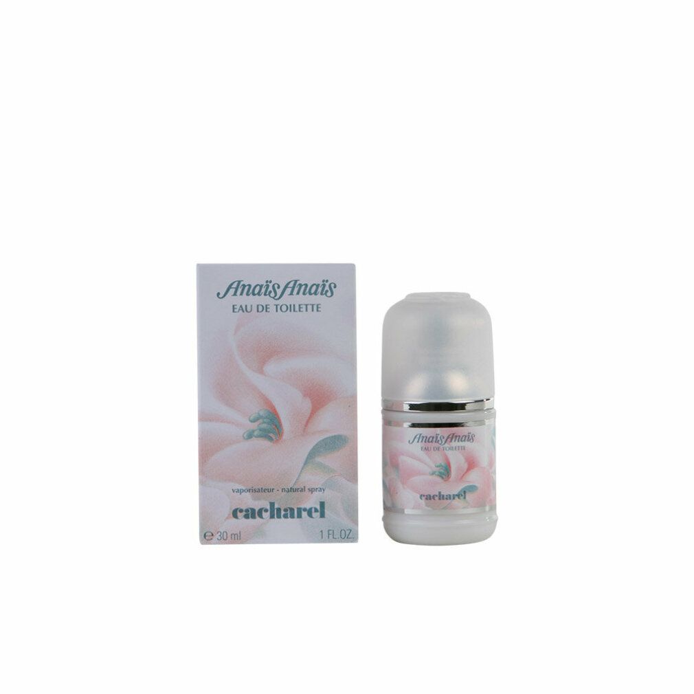 Cacharel Anais Anais Eau de Toilette. Flakon und Verpackung mit floralem Design. 30ml.