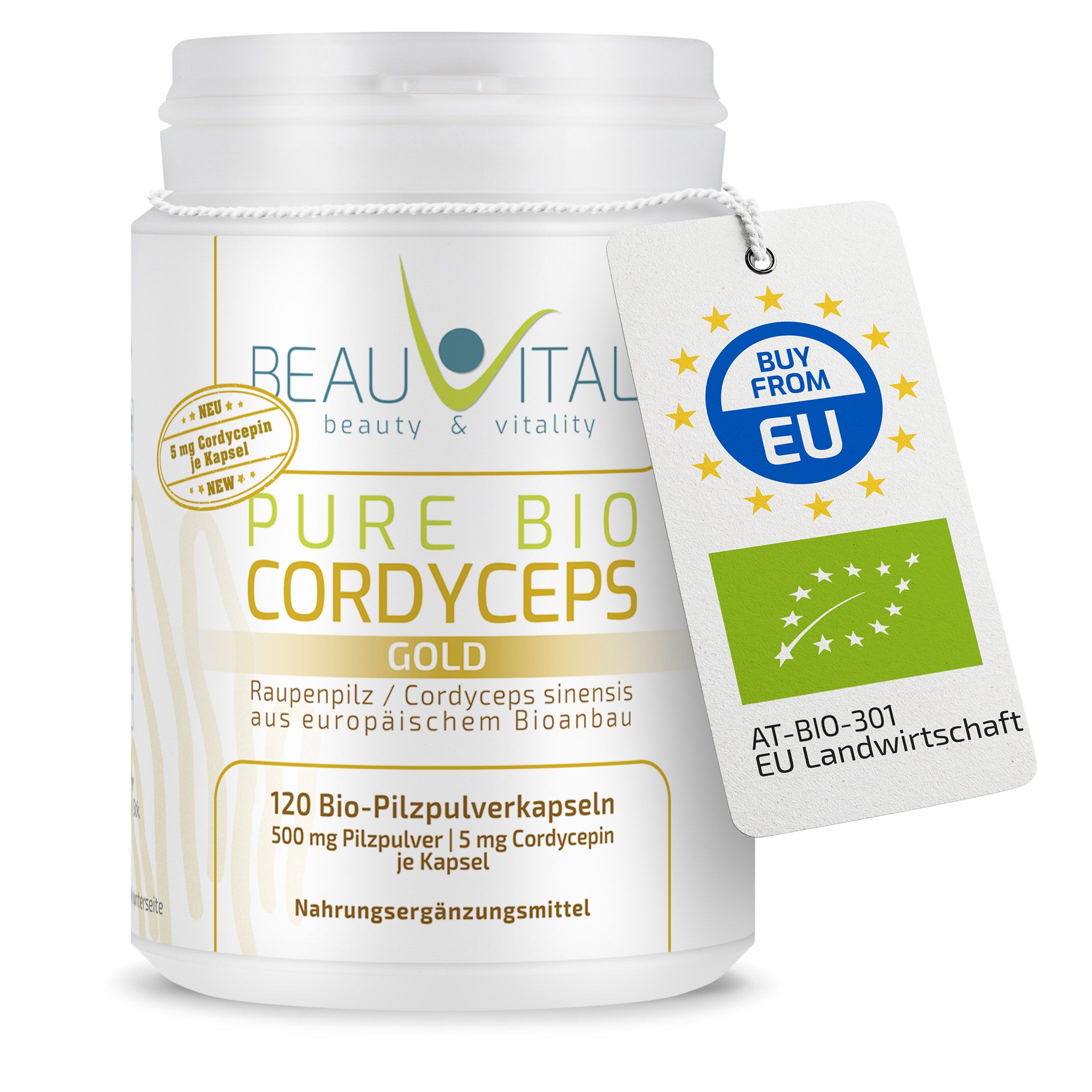 BEAUVITAL® Pure Bio Cordyceps Gold Kapseln mit 10mg Cordycepin/g