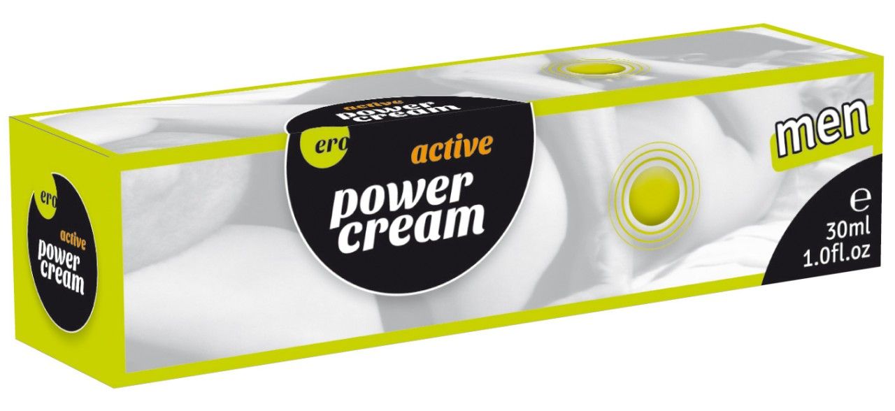 Produktverpackung mit Produktname "active power cream men". Logo "ero" und 30ml.