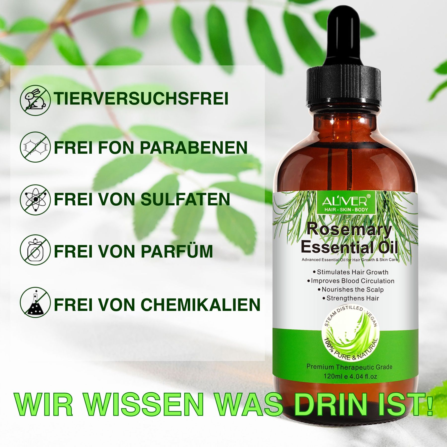 Aliver Haaröl Rosmarinöl für Haarwachstum