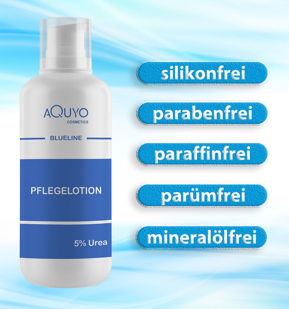 Blueline Pflegelotion 5% Urea Creme Lotion, Körperlotion für trockene & empfindliche Haut