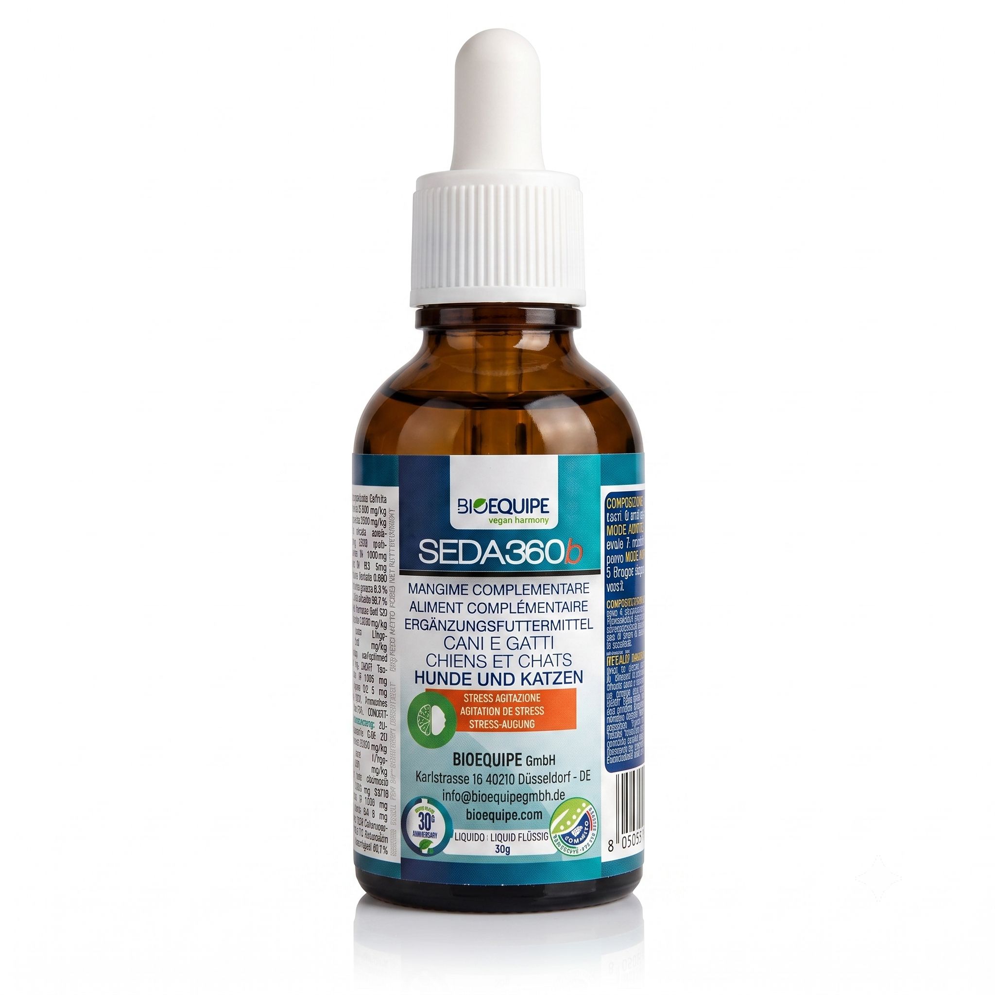 Bioequipe SEDA360b Integratore Calmante per Cani e Gatti 30 gocce tranquillanti per cane Naturale